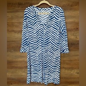 Lilly Pulitzer Blue and White Chevron Dress Pima Cotton